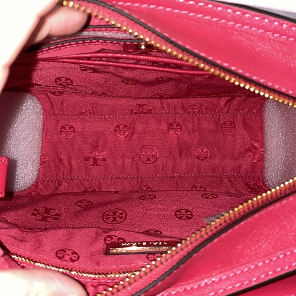 NWT Tory Burch Robinson Small Zip Tote Dark Peony - Picture 9 of 12